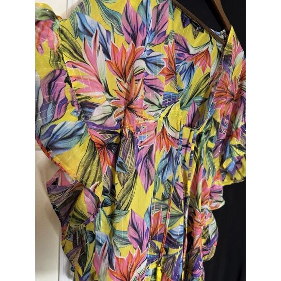 Club Z‎ Collection Women's Tropical Swim Cover-Up Large Resort Vacation Colorful - Picture 2 of 9